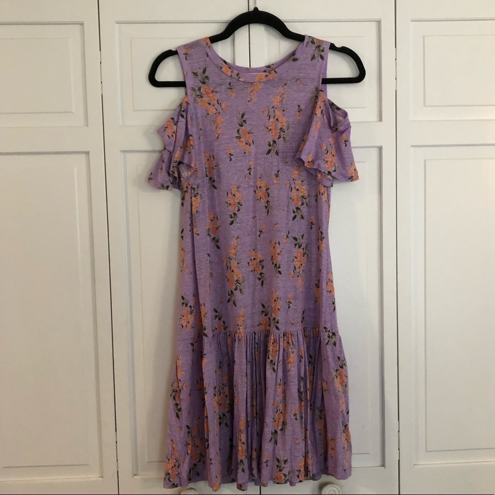 Rebecca Taylor linen cold shoulder floral dress